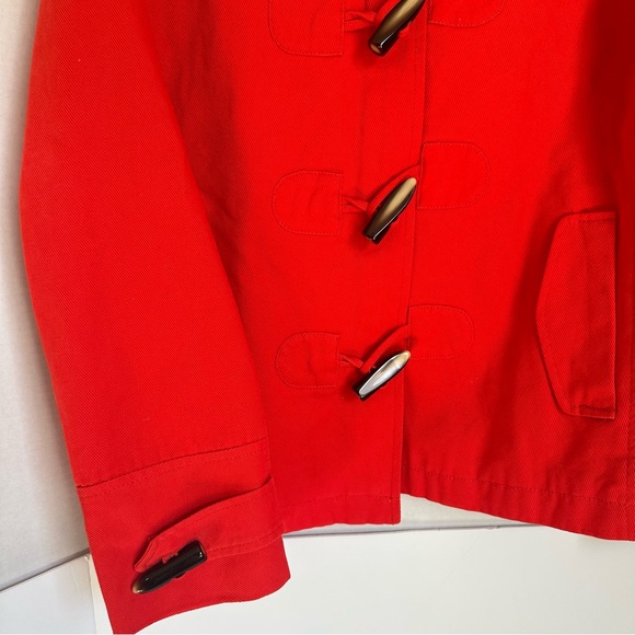 🍓Banana Republic Jacket Size Small Hooded Red Toggle closure Pink lining - Picture 4 of 12